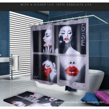 Small Moq Custom Digital Print Bathroom Waterproof Mildewproof Polyester Fabric Shower Curtain